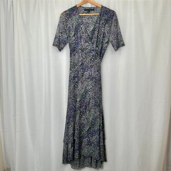 White House Black Market Dresses & Skirts - WHBM Abstract Mesh Tiered Wrap Midi Dress 6‎ Fairy Grunge Pointillist Whimsigoth